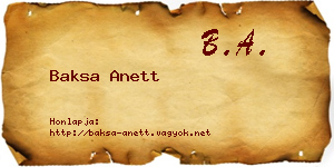 Baksa Anett névjegykártya